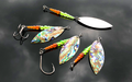Spinner Perlmutt Willow Smaragd, Perlen gelb, orange