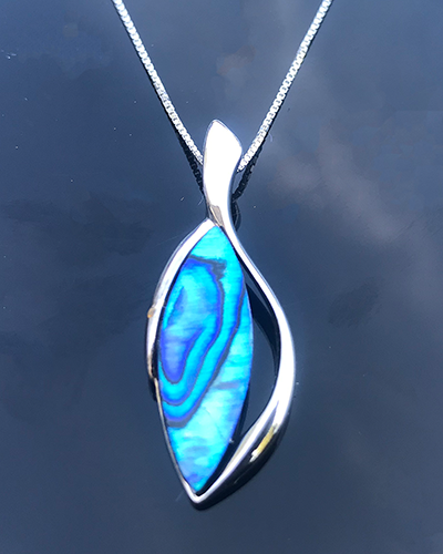 Halskette mit Paua Perlmutt Palladium
