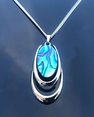 Halskette mit Paua Perlmutt Palladium