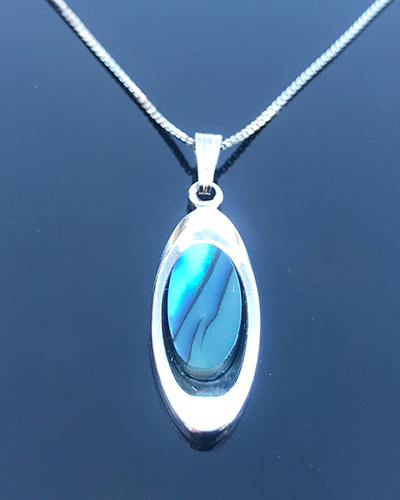 Halskette mit Paua Perlmutt Palladium