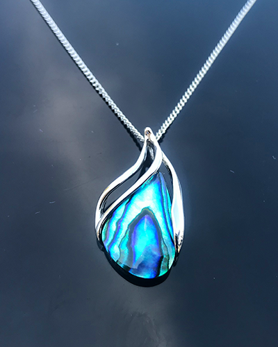 Halskette mit Paua Perlmutt Palladium