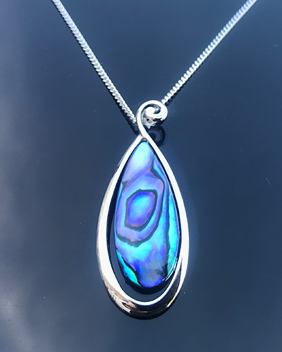Halskette mit Paua Perlmutt Palladium