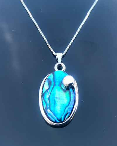 Halskette mit Paua Perlmutt Palladium