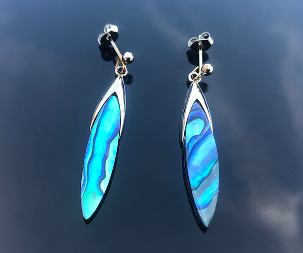 Ohrringe mit Paua Perlmutt Palladium