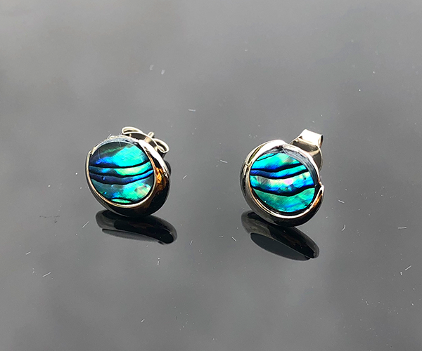 Ohrringe mit Paua Perlmutt Palladium