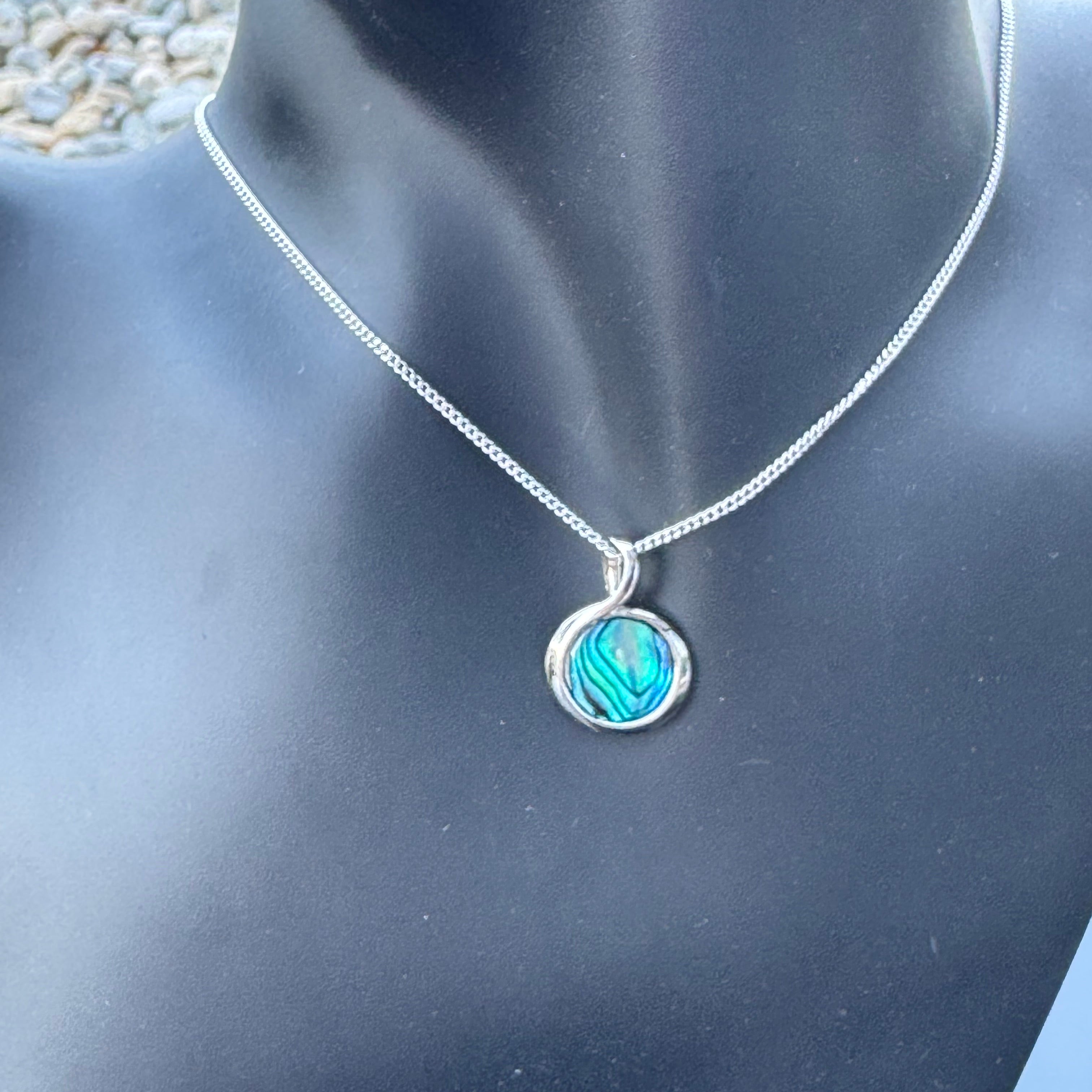 Halskette mit Paua Perlmutt Palladium
