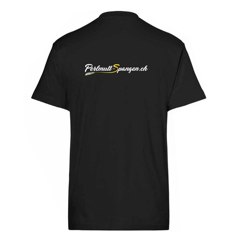 T-Shirt mit Perlmutt-Spangen.ch Logo