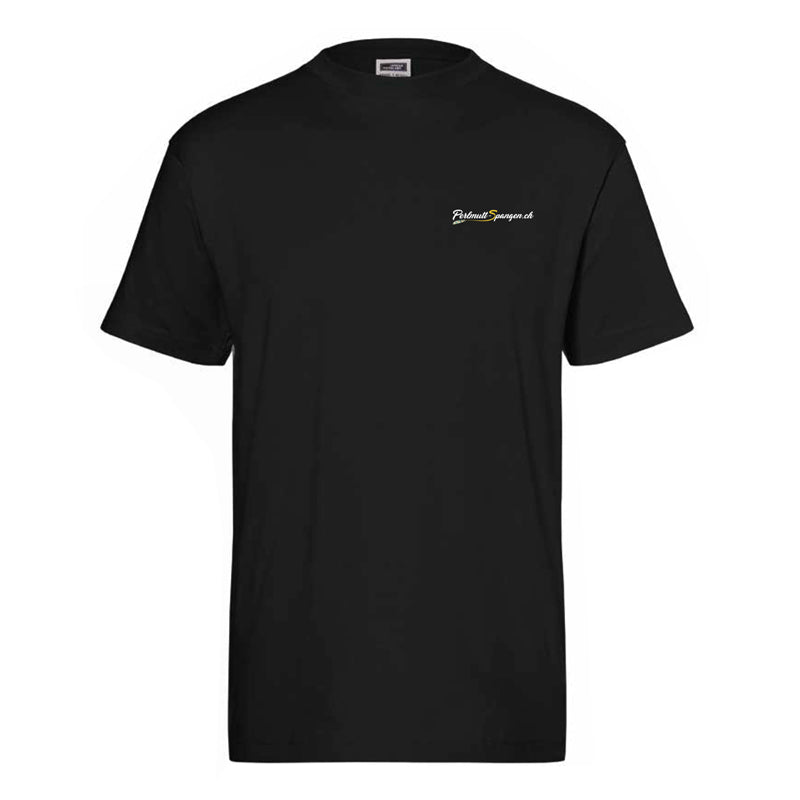 T-Shirt mit Perlmutt-Spangen.ch Logo